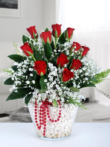Sevgi Bahçesi Kırmızı Gül Aranjmanı